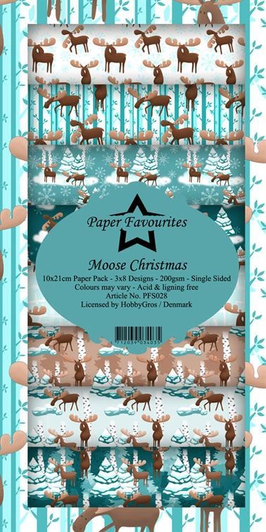 Paper Favourites Slim card Moose Christmas 3x8 design 10x21cm 200g